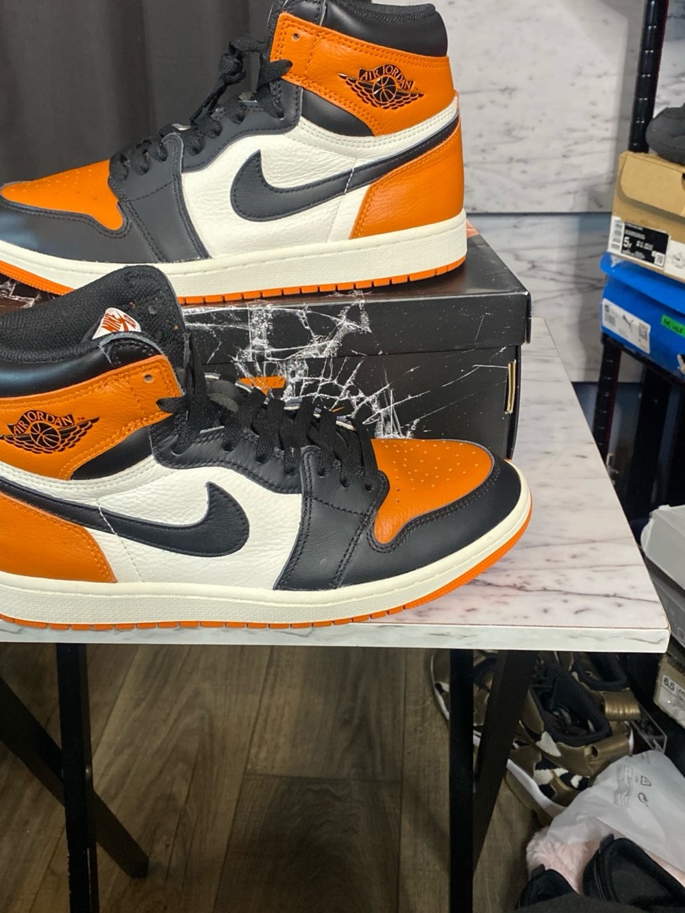 Jordan 1 High OG - Black/Orange/White Men’s Basketball Shoes Shattered Backboard